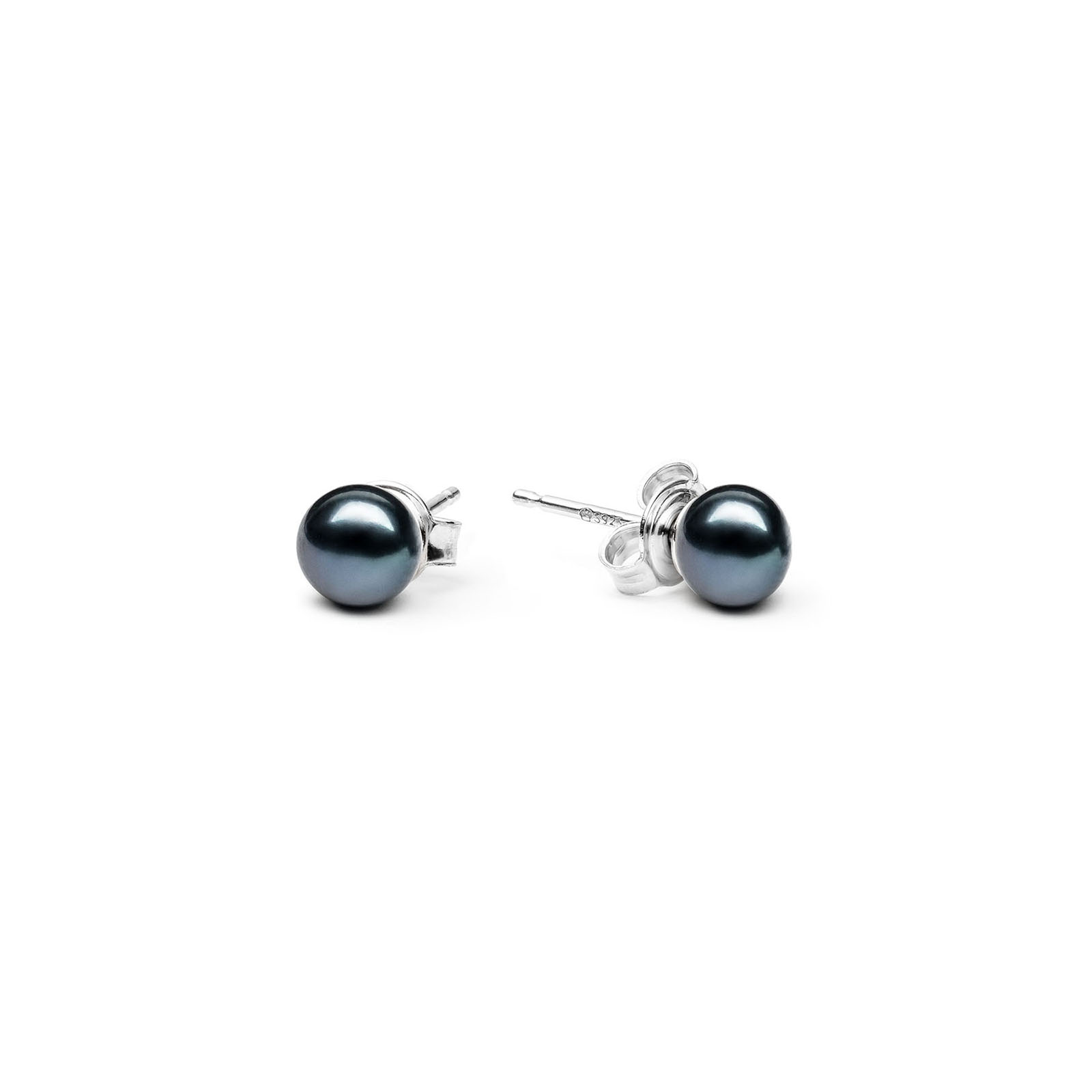 mazi juodi tikru perlu auskarai juodos spalvos perliniai is naturaliu sidabrniai ausarai 5r6mm