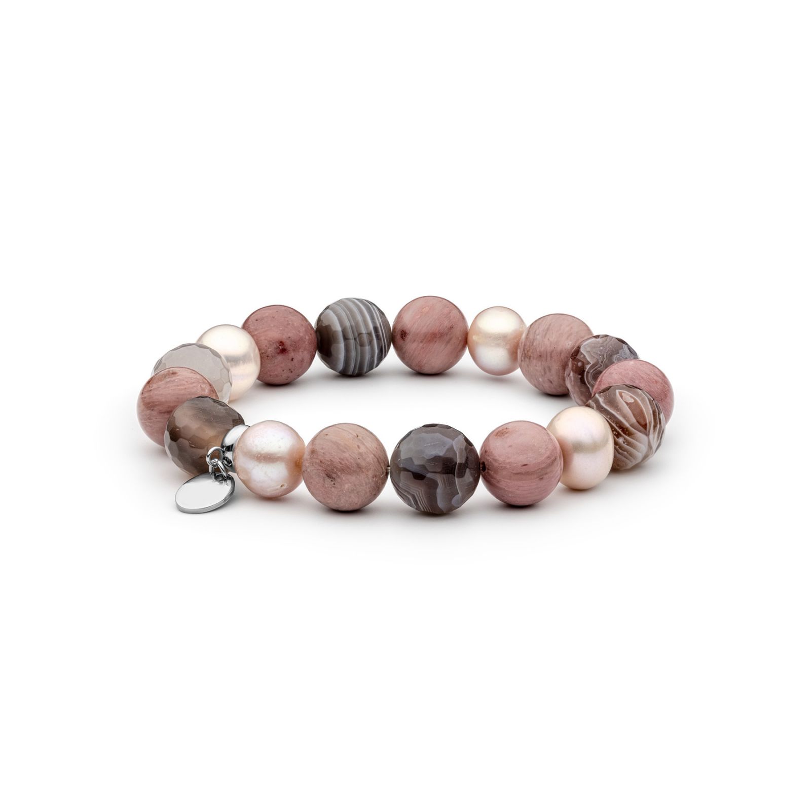 RAUSVO OPALO ir RUZAVO KVARCO AKMENS APYRANKE su naturaliais perlais apyranke dovana gimtadienio moterims mamai zmonai merginai meiluzei dukrai sesei draugei merginai rose quartz opal 202-51B
