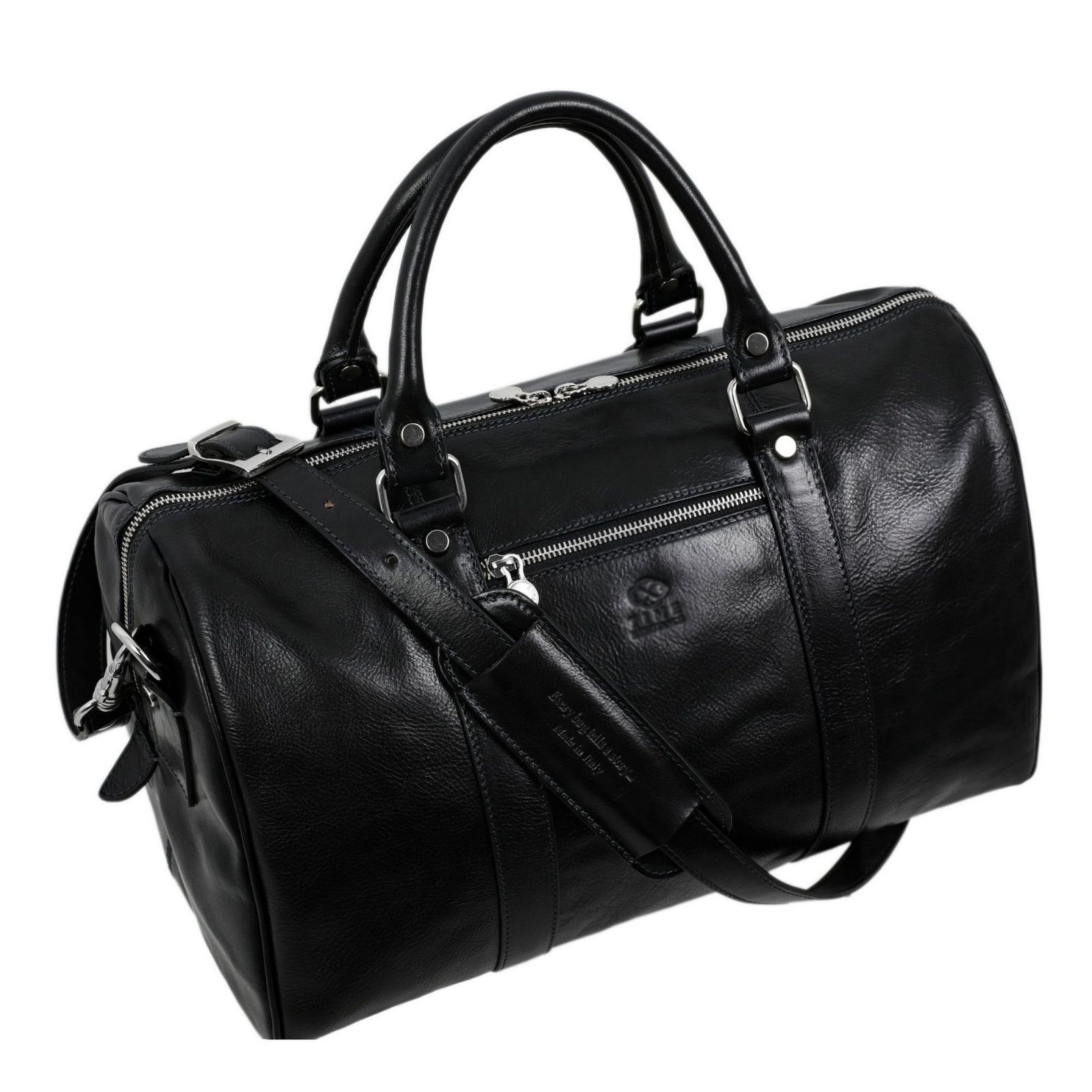 black leather overnight bag   th (1)